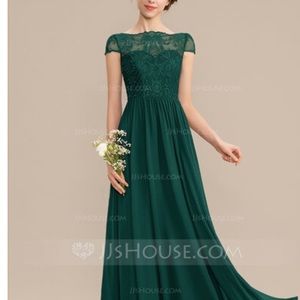 Dark green a-line bridesmaids dress